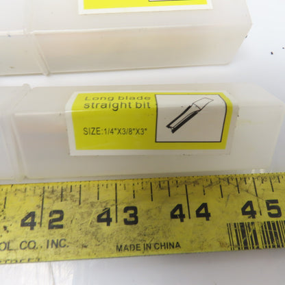 Beta Carbide 1/4"x3/8"x3" Straight Router Bit 2 Flute Wood Milling Cutter Lot/4