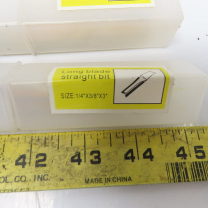 Beta Carbide 1/4"x3/8"x3" Straight Router Bit 2 Flute Wood Milling Cutter Lot/4