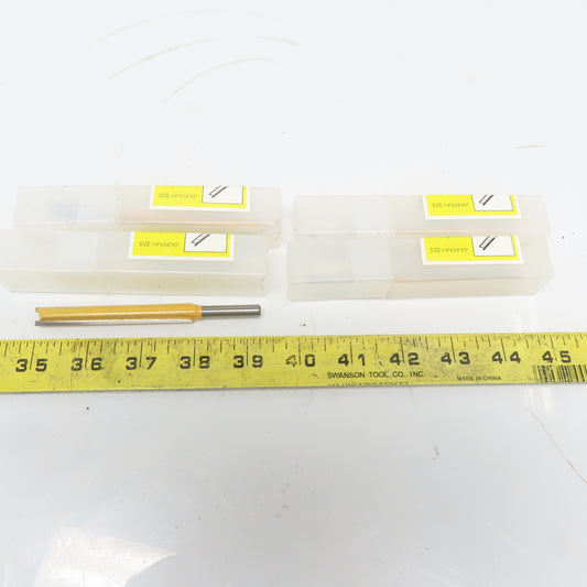 Beta Carbide 1/4"x3/8"x3" Straight Router Bit 2 Flute Wood Milling Cutter Lot/4