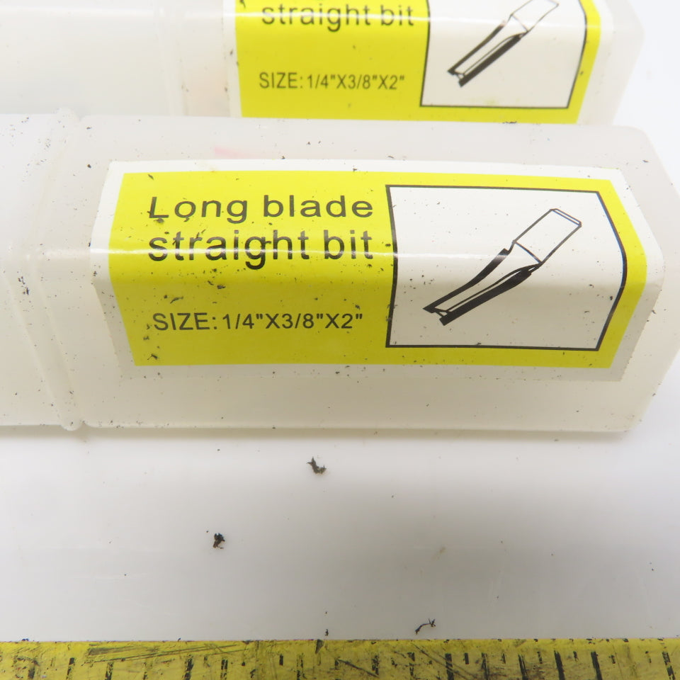 Beta Carbide 1/4"x3/8"x2" Straight Router Bit 2 Flute Wood Milling Cutter Lot/4