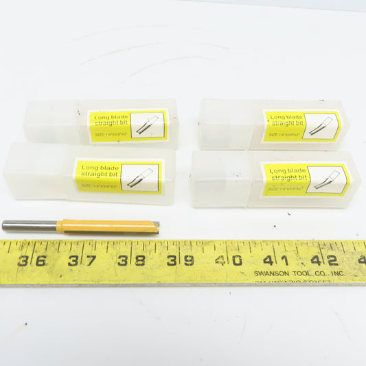 Beta Carbide 1/4"x3/8"x2" Straight Router Bit 2 Flute Wood Milling Cutter Lot/4