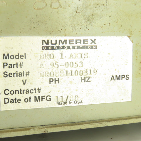 Numerex DRO 1 Axis Micron-X Single Axis Digital Readout 110-120VAC 1PH
