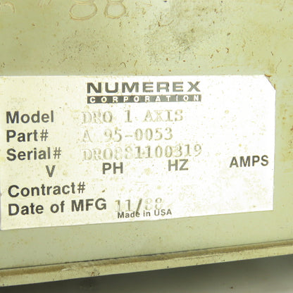 Numerex DRO 1 Axis Micron-X Single Axis Digital Readout 110-120VAC 1PH