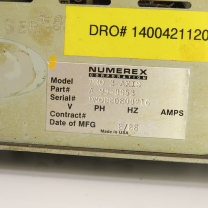 Numerex DRO 3 AXIS Micron-X Three Axis Digital Readout 110-120VAC 1PH