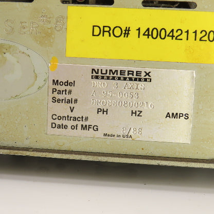 Numerex DRO 3 AXIS Micron-X Three Axis Digital Readout 110-120VAC 1PH