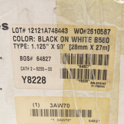 Brady 2-8255-00 Black On White Label Cartridge 1.125" x 90' Lot Of 2