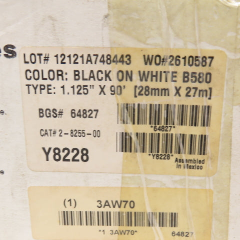 Brady 2-8255-00 Black On White Label Cartridge 1.125" x 90' Lot Of 2