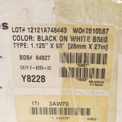 Brady 2-8255-00 Black On White Label Cartridge 1.125" x 90' Lot Of 2
