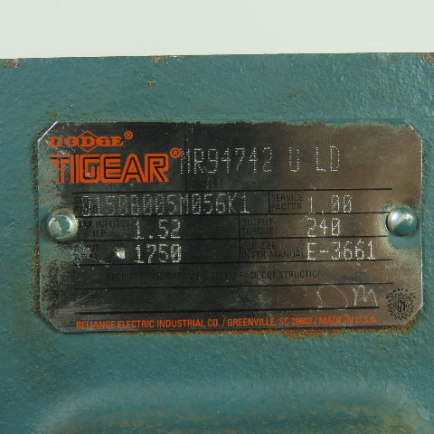 Dodge Tigear MR94742 U LD 1.5:1 Ratio Left Hand Gear Box 1.52HP In 1166RPM Out
