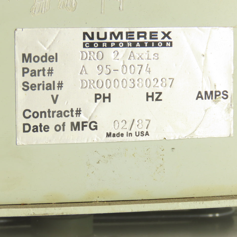 Numerex DRO 2 AXIS Micron-X Two Axis Digital Readout 110-120VAC 1PH
