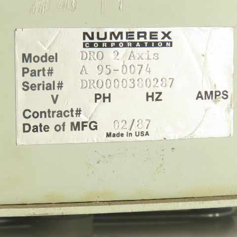 Numerex DRO 2 AXIS Micron-X Two Axis Digital Readout 110-120VAC 1PH