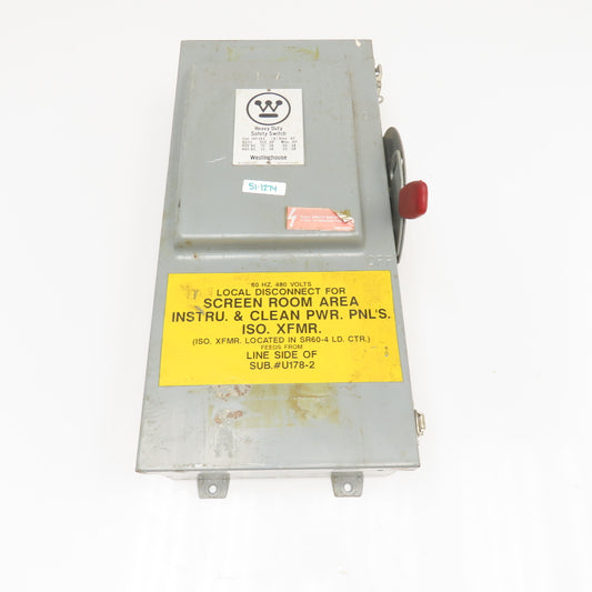 Westinghouse JHF362 600V 60A Fused Safety Disconnect Switch