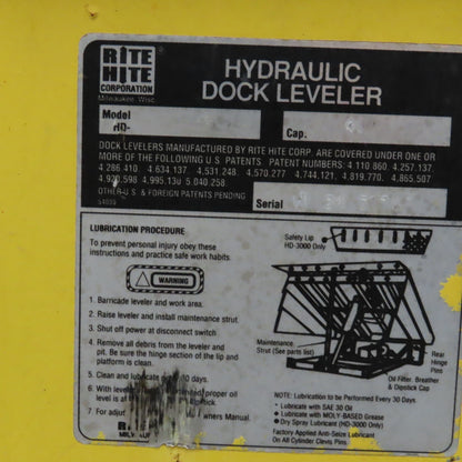 Rite Hite HD2086 Hydraulic Dock Leveler 40M Capacity Platform Only 6' x 7' x 12"