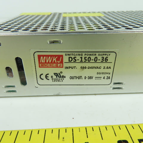 MWKJ DS-150-0-36 Power Supply 100-240VAC 2.0A 50/60HZ