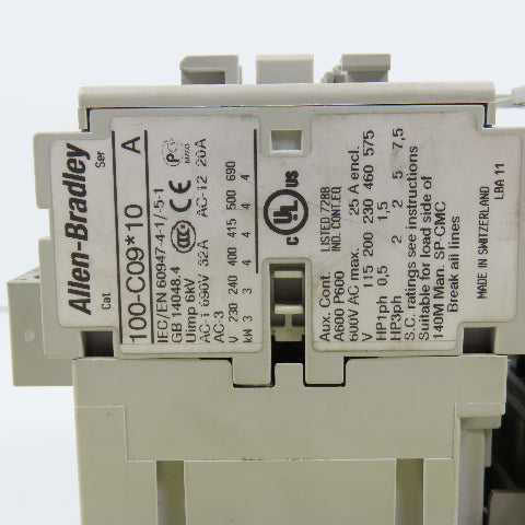 Allen Bradley 100-C09*10 C09 9A 600V Contactor 120V Coil W/ 193-EECB Overload