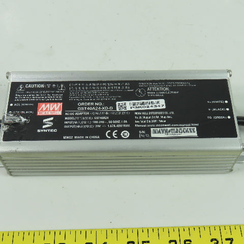 Mean Well GST40A24-XD-D CNC System Power Adapter 100/240V 50/60Hz 1A In 24V Out