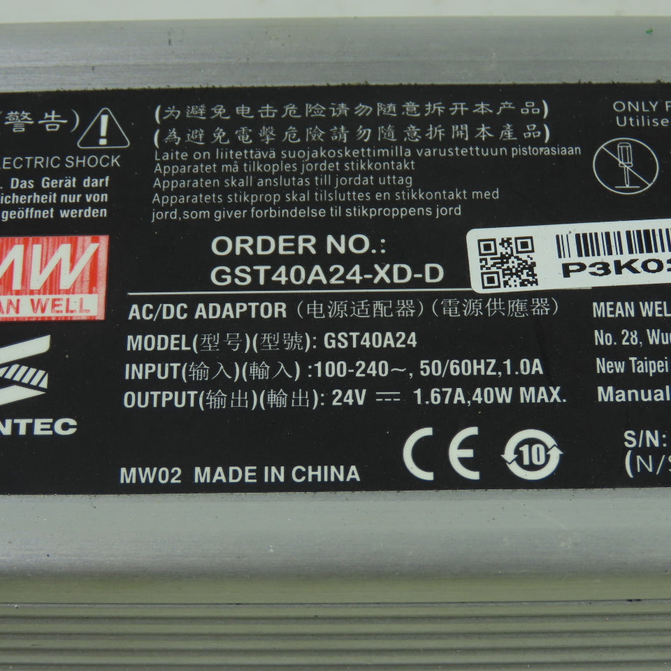 Mean Well GST40A24-XD-D CNC System Power Adapter 100/240V 50/60Hz 1A In 24V Out