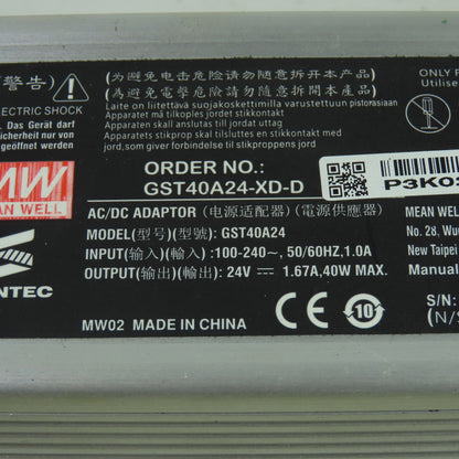 Mean Well GST40A24-XD-D CNC System Power Adapter 100/240V 50/60Hz 1A In 24V Out