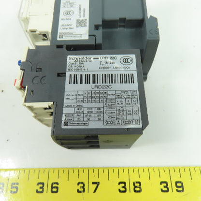 Schneider Electric LC1D18 600V Contactor 220VCoil W/LRD22C Overload Relay 24A