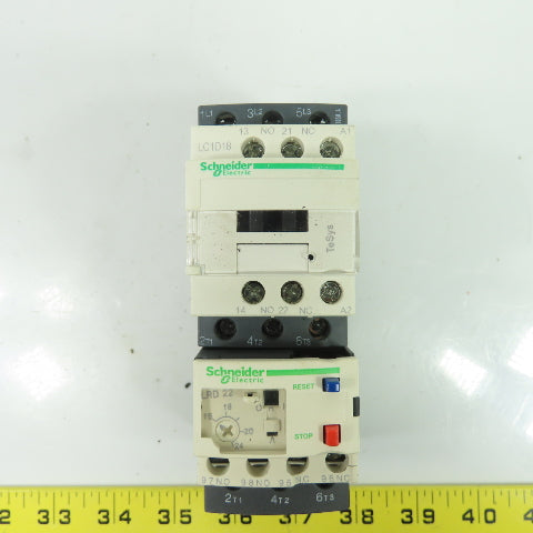 Schneider Electric LC1D18 600V Contactor 220VCoil W/LRD22C Overload Relay 24A