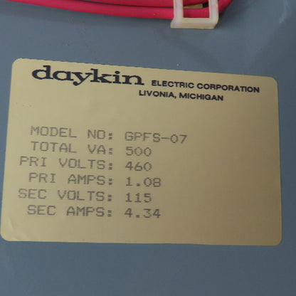 Daykin GPFS-07 460V Pri 500VA 115V Sec Fused Transformer Disconnect