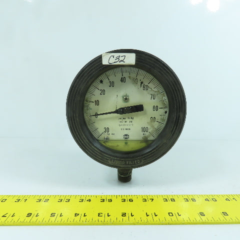 Solfrunt 30 IN Hg Vac To 100PSI Gauge Liquid Filled