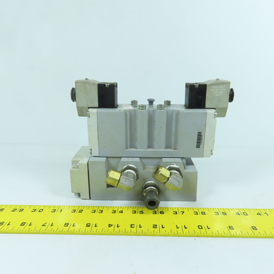 Parker H22VXBG023C 2-Position Pneumatic Solenoid Valve 120V W/ 5 Port Base
