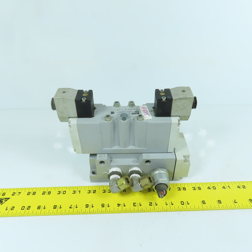 Parker H22VXBG023C 2-Position Pneumatic Solenoid Valve 120V W/ 5 Port Base