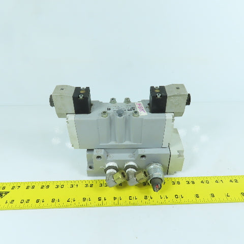 Parker H22VXBG023C 2-Position Pneumatic Solenoid Valve 120V W/ 5 Port Base