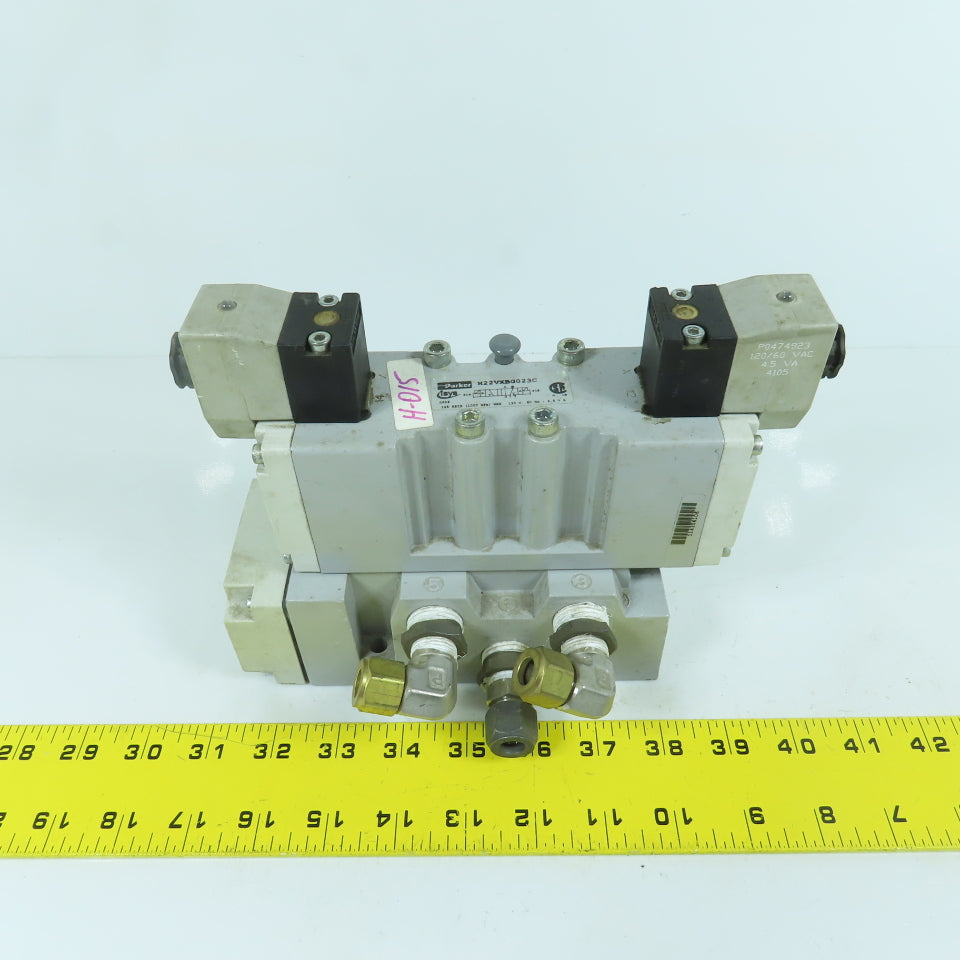Parker H22VXBG023C 2-Position Pneumatic Solenoid Valve 120V W/ 5 Port Base
