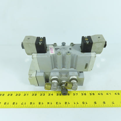 Parker H22VXBG023C 2-Position Pneumatic Solenoid Valve 120V W/ 5 Port Base