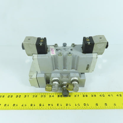 Parker H22VXBG023C 2-Position Pneumatic Solenoid Valve 120V W/ 5 Port Base