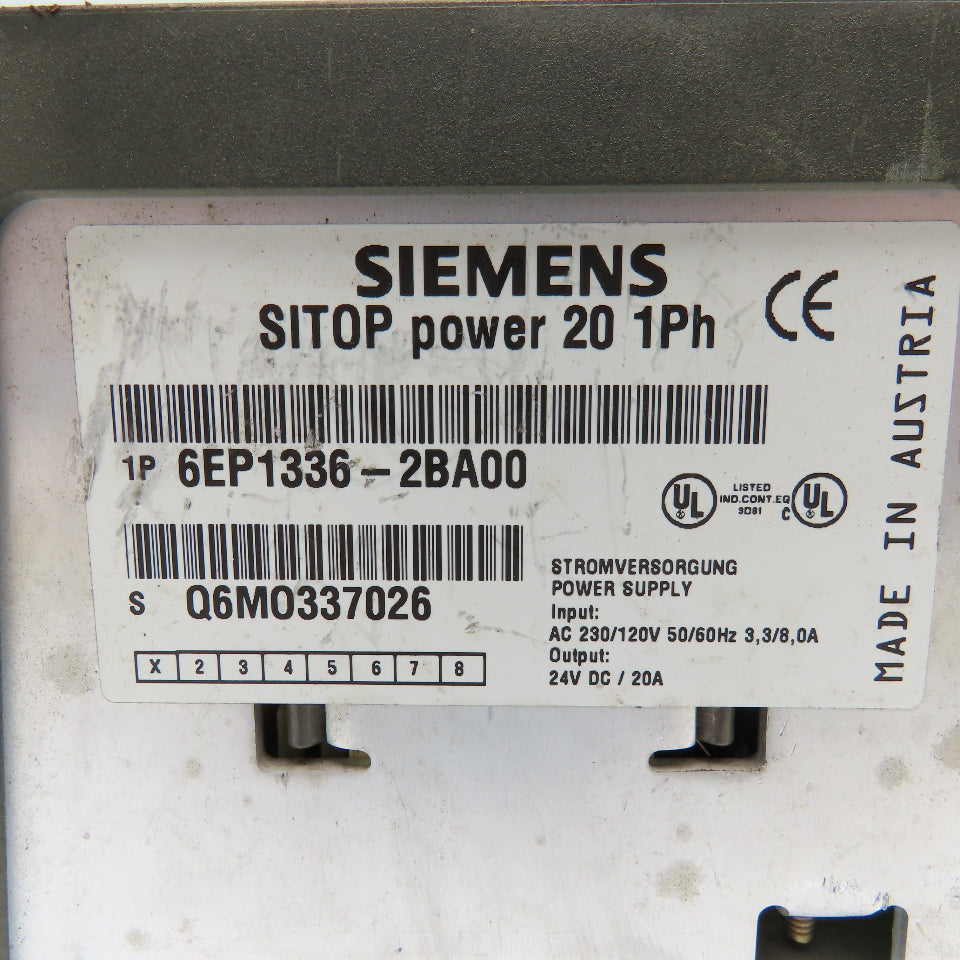 Siemens 6EP1336-2BA00 SITOP Power Supply 230/120VAC 24VDC Output