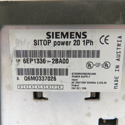 Siemens 6EP1336-2BA00 SITOP Power Supply 230/120VAC 24VDC Output