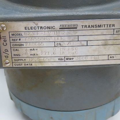 Foxboro 823DP-I3S1NH2 Electronic Pressure Transmitter 3000PSI MWP 271.6"/H20