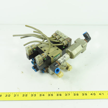 CKD 4KB229-L Pneumatic Solenoid Valve Manifold 24VDC 1/4" NPT
