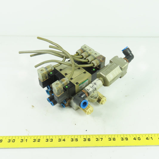 CKD 4KB229-L Pneumatic Solenoid Valve Manifold 24VDC 1/4" NPT