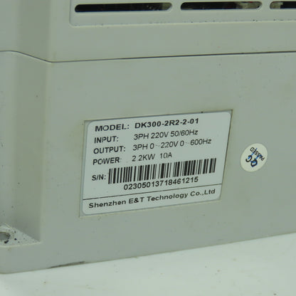 Shenzhen E&T Tech. DK300-2R2-2-01 Beta 3Ph Inverter Drive 220V 50/60Hz 2.2KW 10A