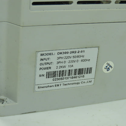 Shenzhen E&T Tech. DK300-2R2-2-01 Beta 3Ph Inverter Drive 220V 50/60Hz 2.2KW 10A