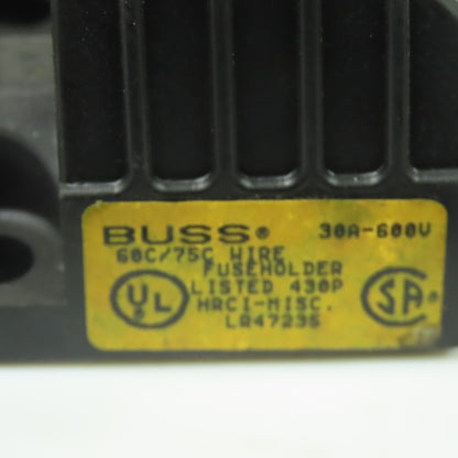 Buss H60030-3SR 600V Fuse Block Holder 30A 60C/75C Wire Lot Of 5