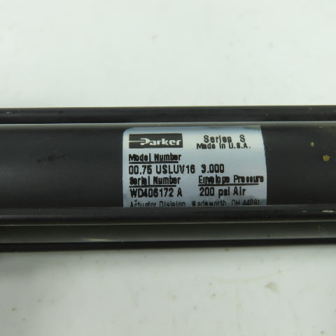 Parker 00.75 USLUV16 3.000 Double Acting Pneumatic Cylinder 3" Stroke 3/4" Bore