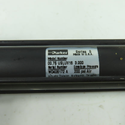 Parker 00.75 USLUV16 3.000 Double Acting Pneumatic Cylinder 3" Stroke 3/4" Bore