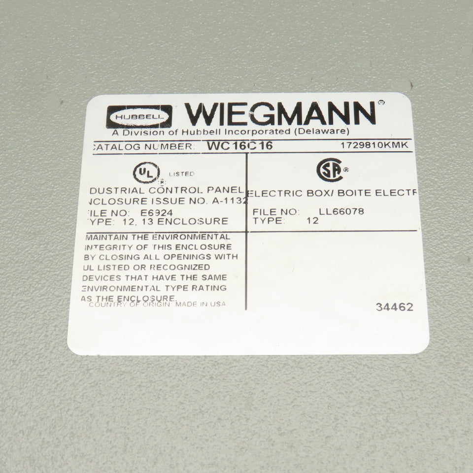 Wiegmann WC16C16 16x16" Type 12 Sloped Front Operator Interface Consolet