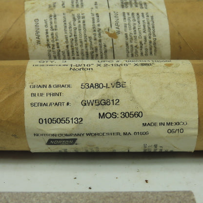 Norton 1-916"x2-13/16"x5/8" Grain 53A80-LVBE Alundum Grinding wheel Lot of 15