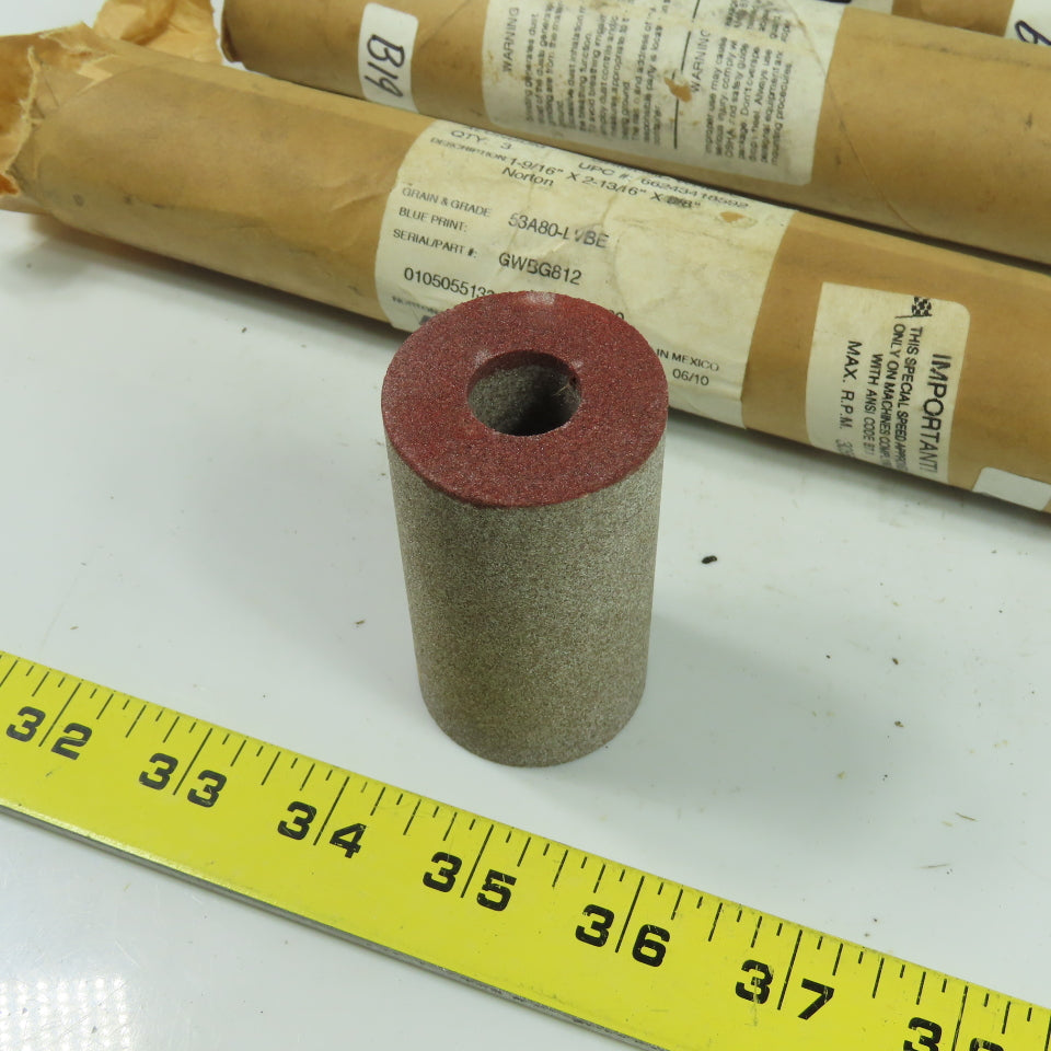 Norton 1-916"x2-13/16"x5/8" Grain 53A80-LVBE Alundum Grinding wheel Lot of 15