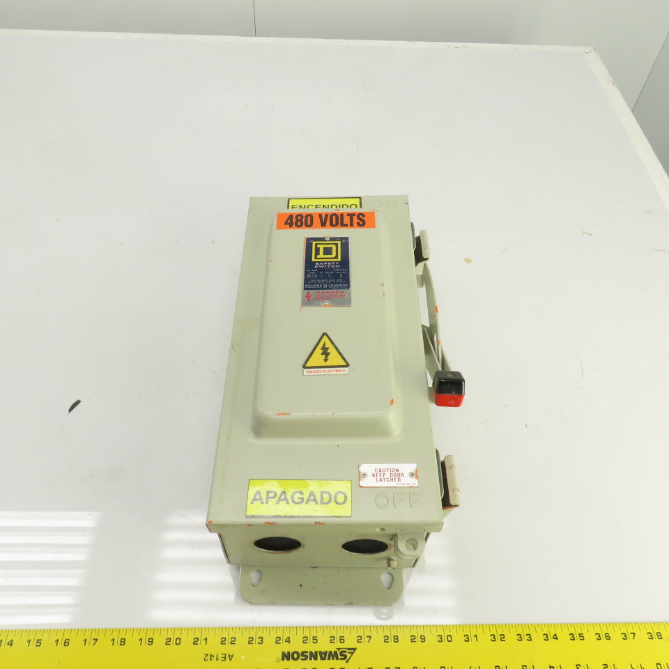 Square D 60A Fusible Safety Disconnect Switch 600VAC 15/50HP H-362AWK Style