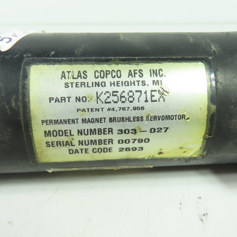 Atlas Copco K256871EX 303-027 Brushless Magnet Servo Motor W/Splined End