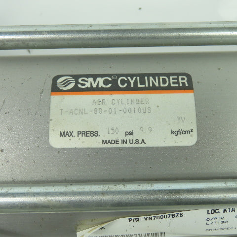 SMC T-ACNL-80-01-0010US Double End/Acting Pneumatic Air Cylinder 6-1/4" Stroke