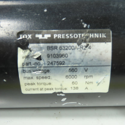 Tox Pressotechnik BSR 63200A-R2.4 Servo Motor 6000RPM 540V W/Gear Reducer