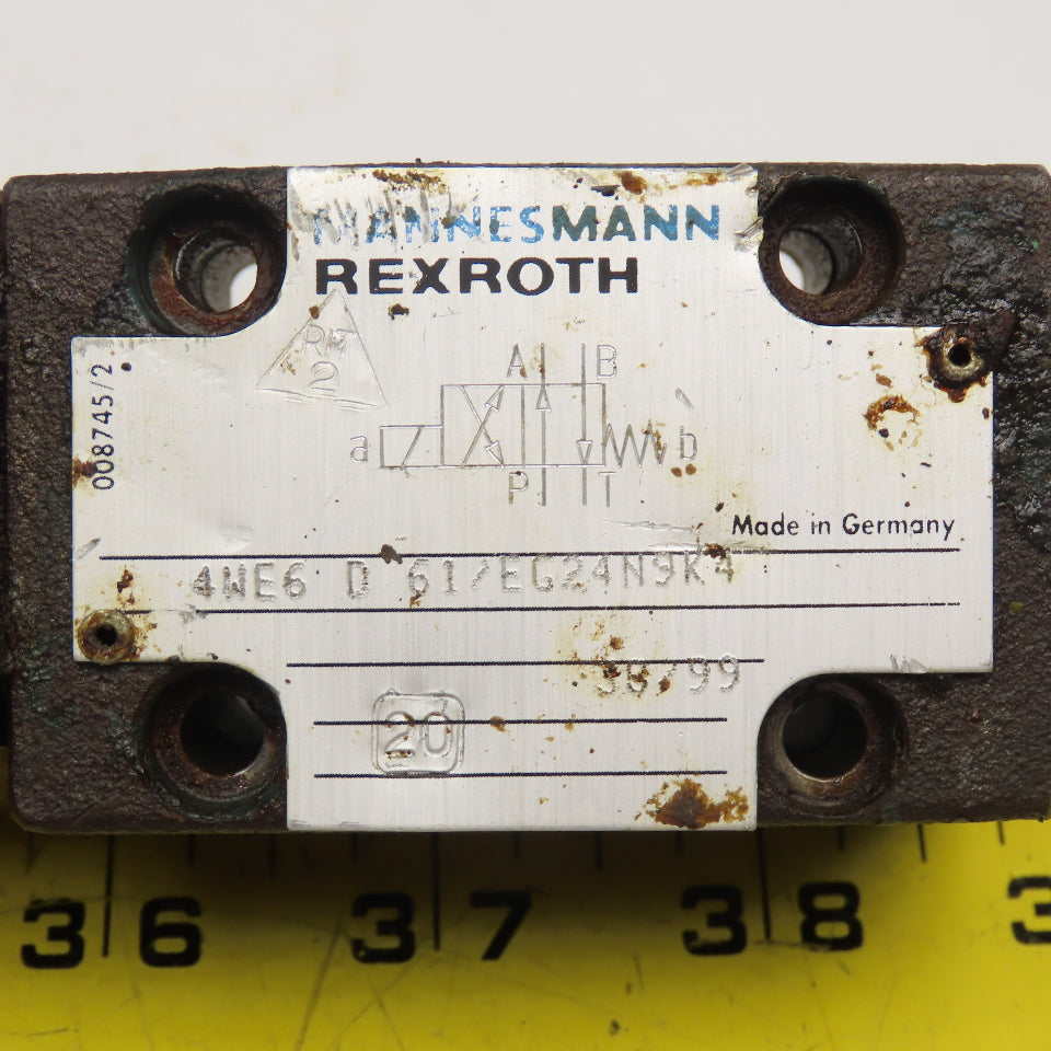 Rexroth 4WE6 D 61/EG24N9K4 2 Position Single Solenoid Hydraulic Valve 24VDC